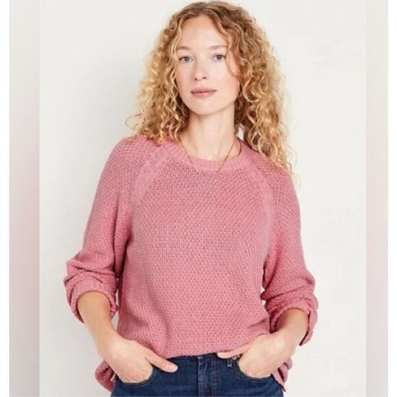Old Navy Oversized Knit Sweater Pink XL - Picture 2 of 5